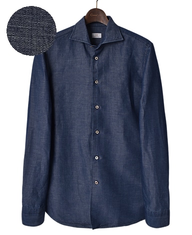 ナポリシャツ/イタリア製（綿麻）