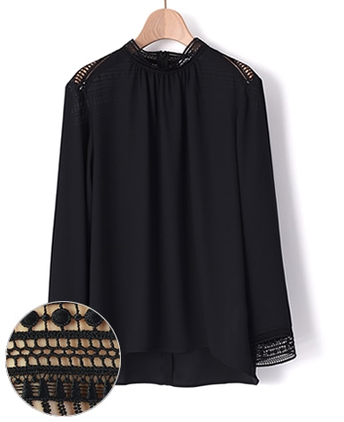 ブラウス/バックサテンジョーゼット・レース