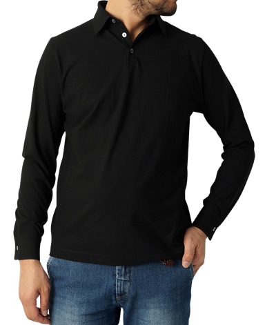 強撚長袖ポロシャツ