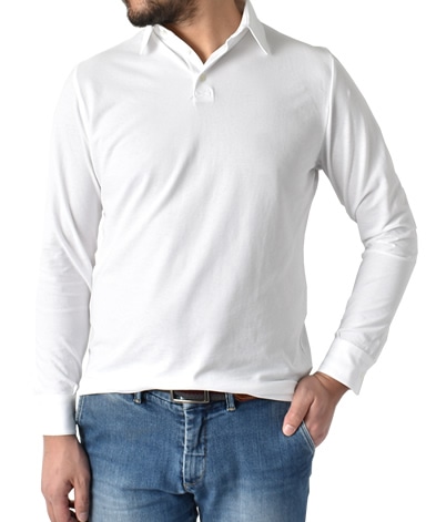 強撚長袖ポロシャツ