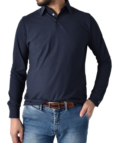 強撚長袖ポロシャツ