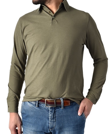 強撚長袖ポロシャツ