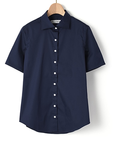 半袖スリムベーシックシャツ/ストレッチ