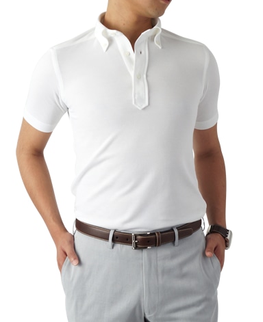 半袖ボタンダウンポロシャツ/カノコニット