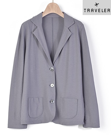 ニットジャケット/強撚天竺