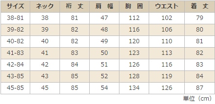 サイズ表