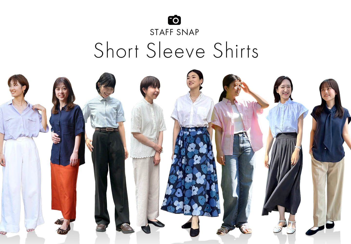 【WOMEN】半袖シャツスタッフスナップ