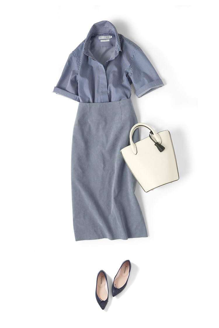 半袖比翼シャツ ツイル