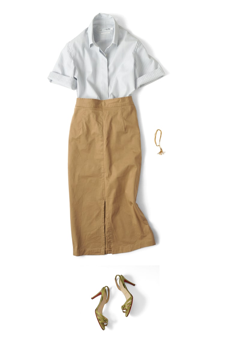 半袖比翼シャツ 平織り