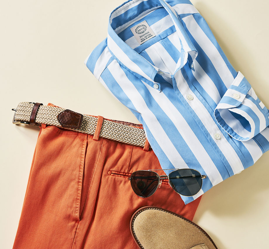 BLUE BROAD STRIPE BUTTON-DOWN