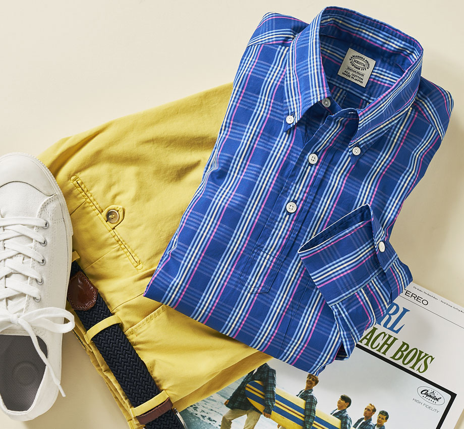 BLUE BROAD STRIPE BUTTON-DOWN